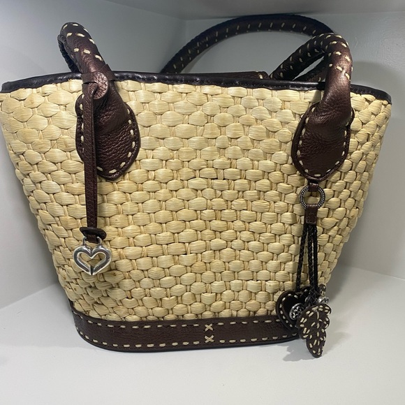 Brighton | Woven Straw Shoulder Bag with Leather Trim - Picture 9 of 9